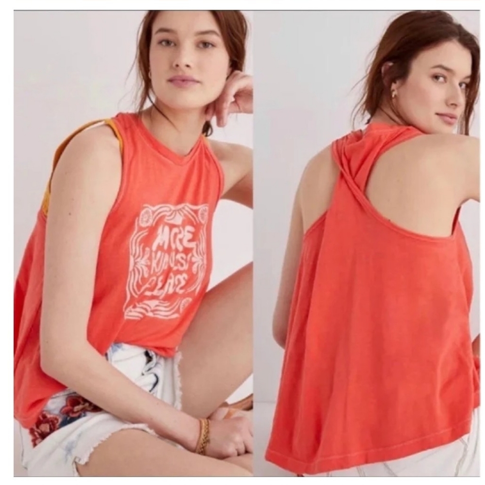 NWOT ANTHROPOLOGIE Sun Keep Twist Top Orange/Tan Medium